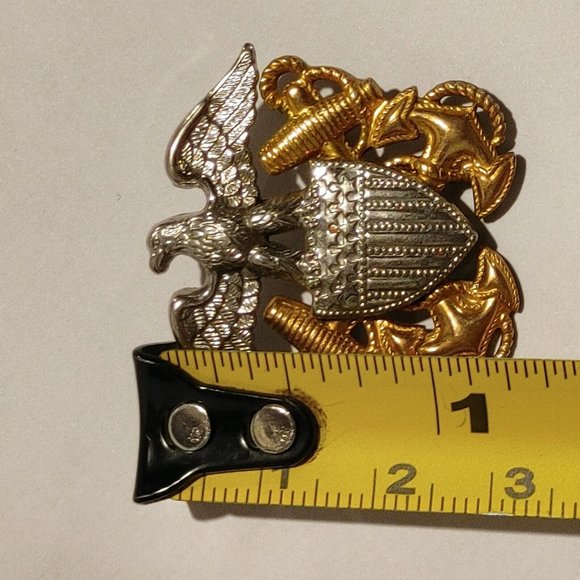 Vintage Sterling & 1/20 10k GF Navy Officer Pin Signed HH Eagle Shield Anchors - Picture 5 of 5